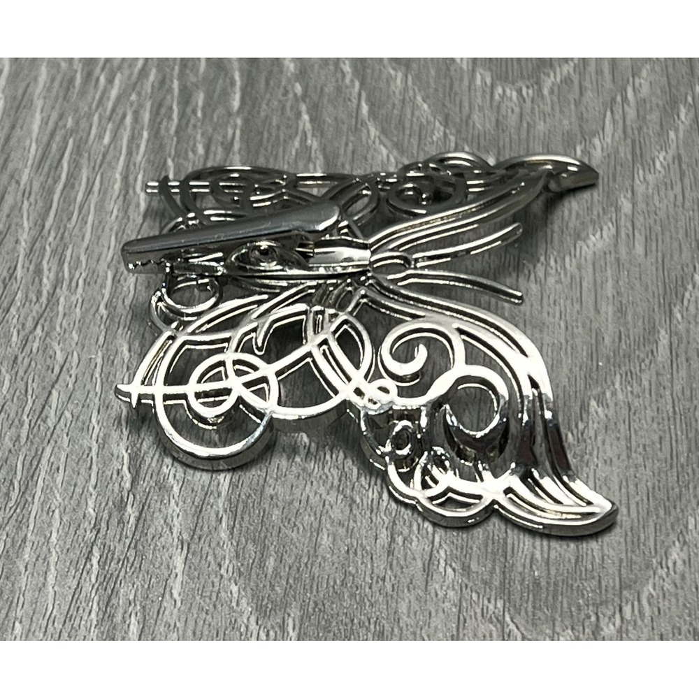 Neiman Marcus Figural Butterfly Scarf Hair Dress Lapel Clip Filigree Red Heart - Picture 6 of 8